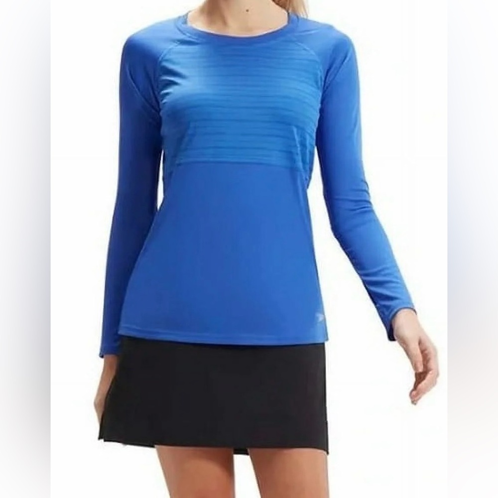 SPEEDO Blue Swim Tee Women’s Size Medium Long Sleeve Moisture Wicking